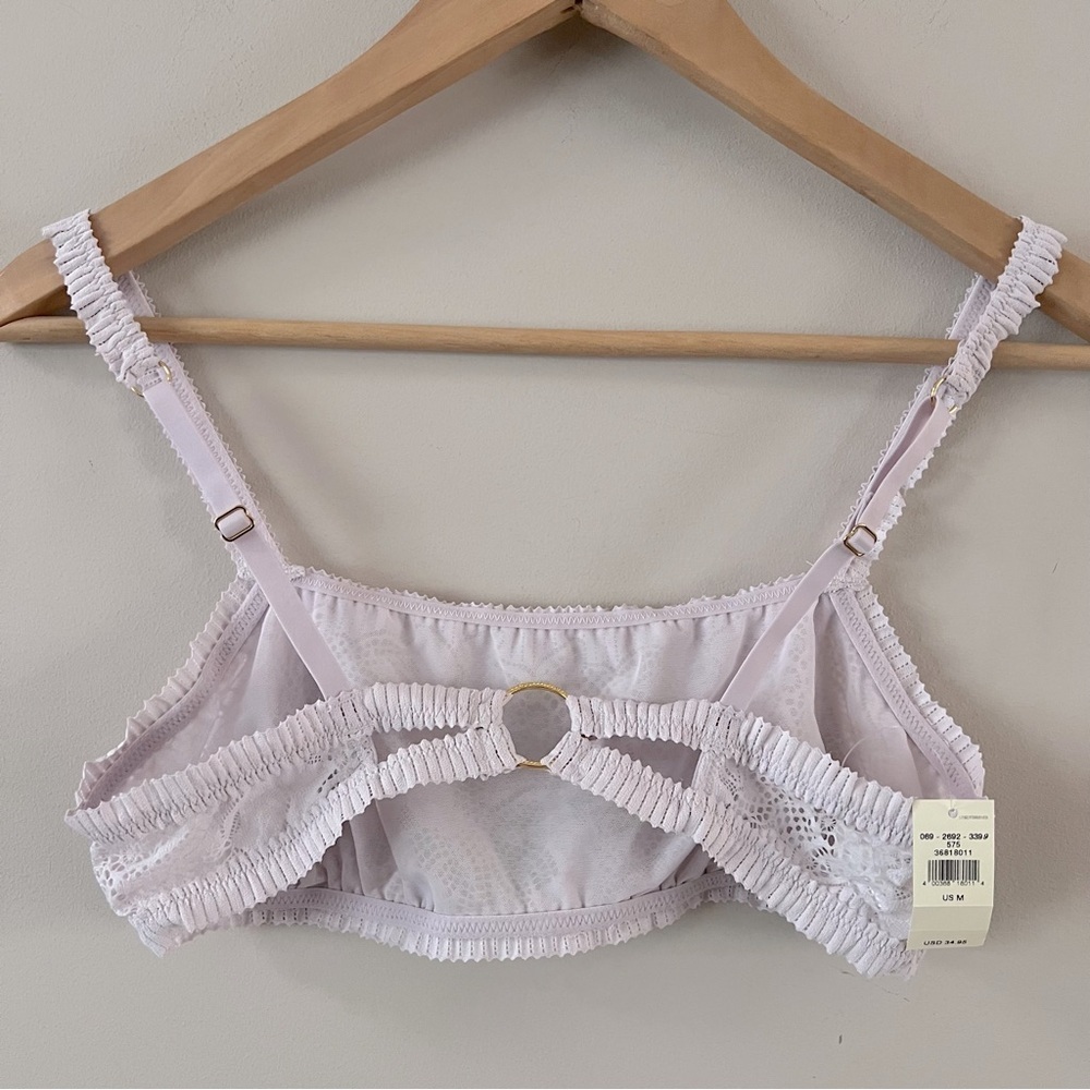 Aerie Semi Sheer floral lace bralette Ladies size medium Light purple lavender - Picture 3 of 9